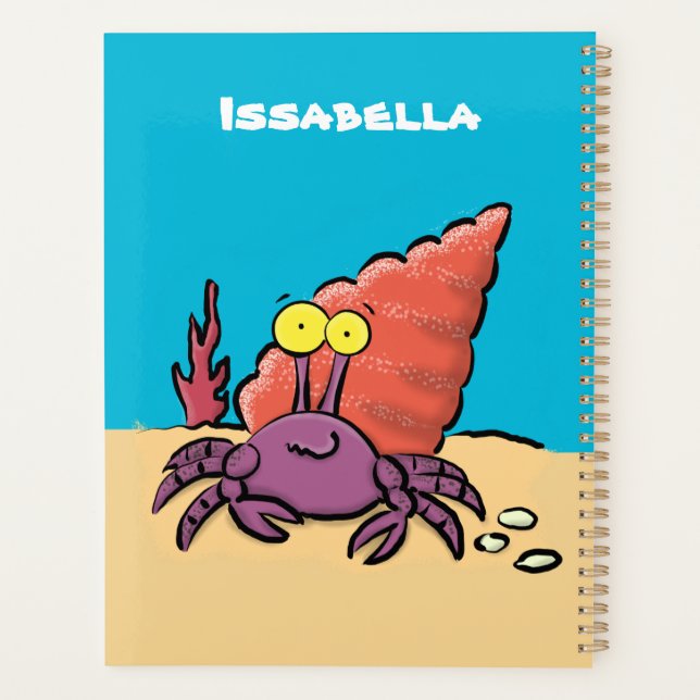 Funny cute purple cartoon hermit crab planner (Back)
