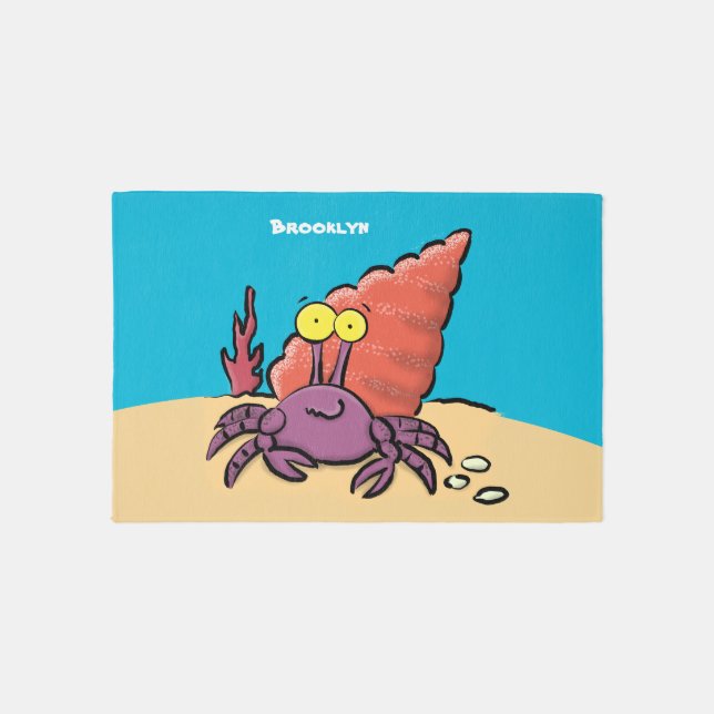 Funny cute purple cartoon hermit crab rug (Front)