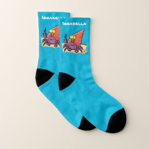 Funny cute purple cartoon hermit crab socks