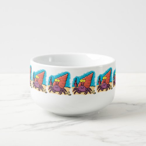 Funny cute purple cartoon hermit crab soup mug