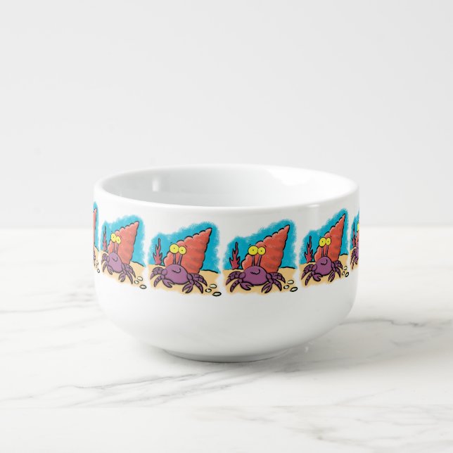 Funny cute purple cartoon hermit crab soup mug (Front)