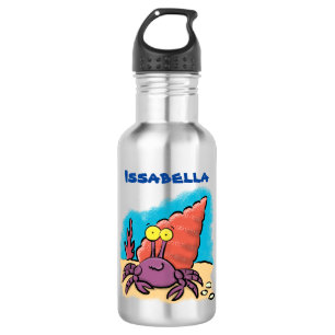 Funny cute purple cartoon hermit crab stainless steel water bottle
