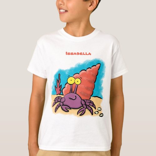 Funny cute purple cartoon hermit crab T_Shirt