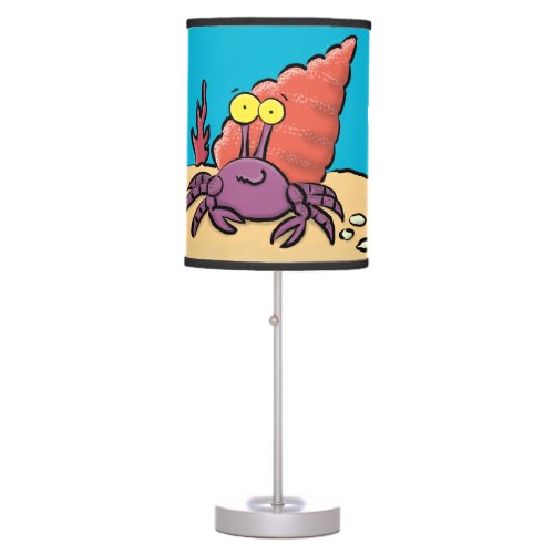 Funny cute purple cartoon hermit crab table lamp
