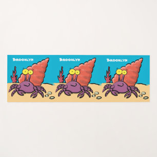 Funny cute purple cartoon hermit crab yoga mat