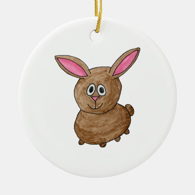 Funny Cute Rabbit. Ceramic Ornament (Front)
