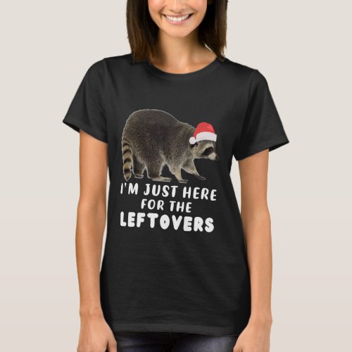 Funny Cute Raccoon Christmas Santa Hat for Thanksg T_Shirt
