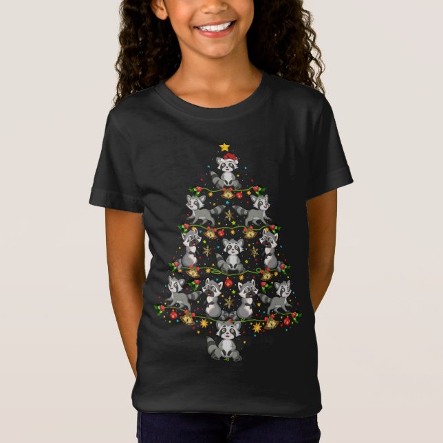 Funny Cute Raccoon Lover X-mas Gift Raccoon Christ T-Shirt (Front)