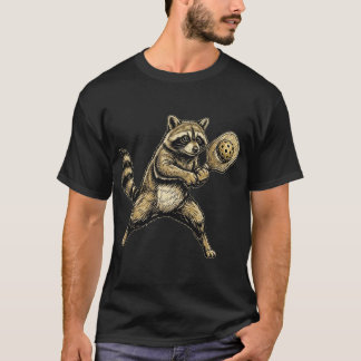 Funny Cute Raccoon Playing Pickleball Vintage T-Shirt