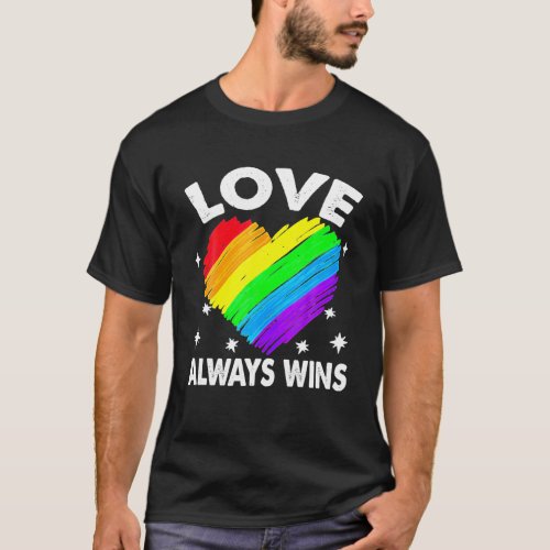 Funny Cute Rainbow Heart Love Wins Pride LGBT T_Shirt