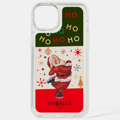 Funny Cute Red and Green Monogram Christmas Santa iPhone 15 Plus Case