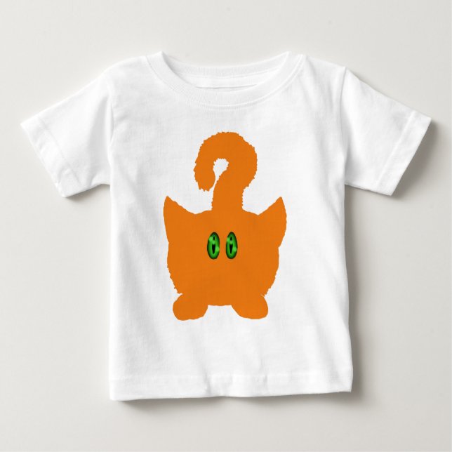 Funny cute red cat cartoon art baby t-shirt design (Front)