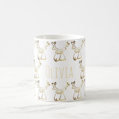 Funny Cute Reindeer Pattern Add Name or Text Coffee Mug