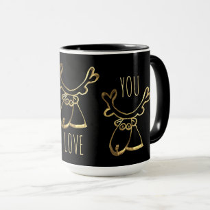 Funny Cute Reindeer Pattern We Love You Text Mug