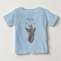 Funny cute rhino juggling on unicycle