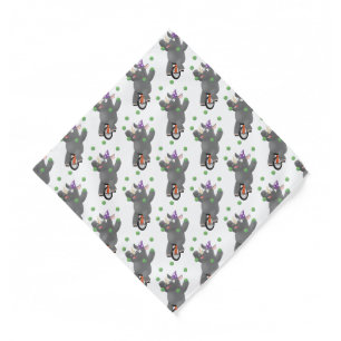 Funny cute rhino juggling on unicycle bandana