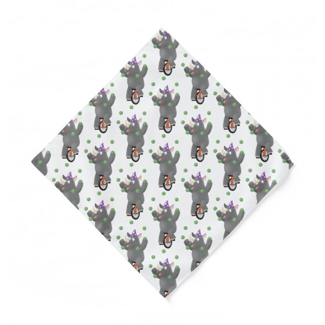 Funny cute rhino juggling on unicycle bandana (Front)