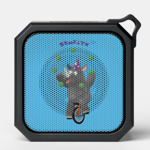 Funny cute rhino juggling on unicycle bluetooth speaker