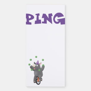 Funny cute rhino juggling on unicycle magnetic notepad