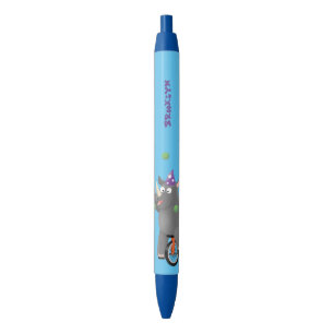 Funny cute rhino juggling on unicycle pen