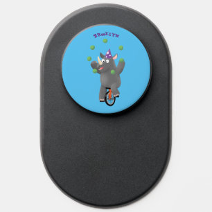 Funny cute rhino juggling on unicycle PopSocket