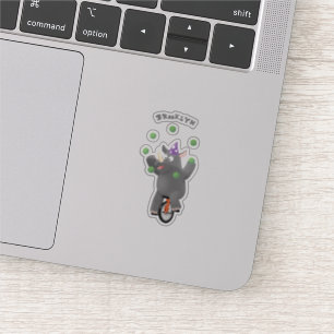 Funny cute rhino juggling on unicycle sticker