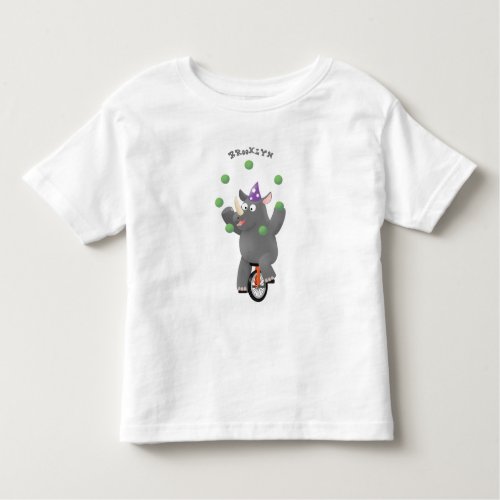 Funny cute rhino juggling on unicycle toddler t_shirt