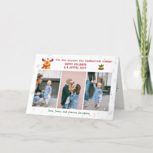 Funny Cute Rudolph Minimalist Modern 3 Photos  Holiday Card