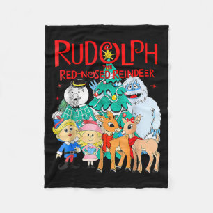 Funny Cute Rudolph The Red Nosed Reindeer Christma Fleece Blanket