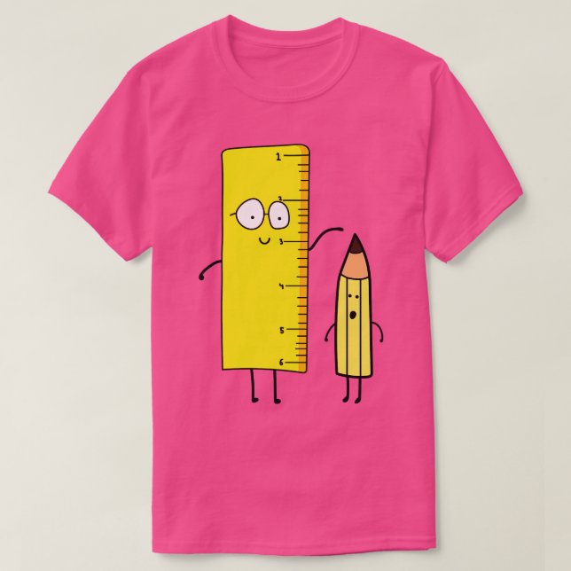 Funny Cute Ruler Measures A Pencil  T-Shirt (Design Front)