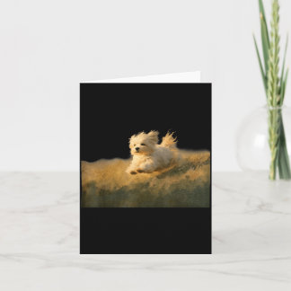 Funny Cute Running Dog Art Maltese Running in The Card
