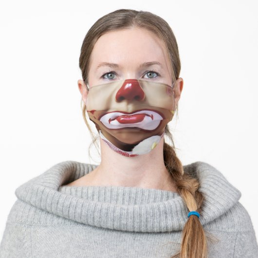 funny cute sad clown adult cloth face mask (Worn)