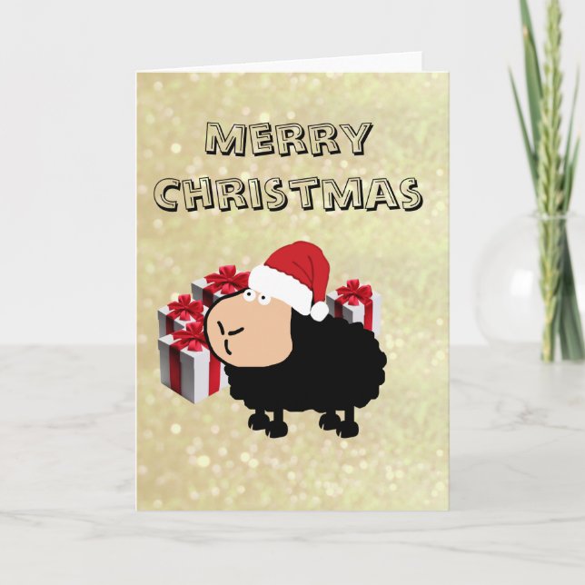 Funny cute Santa cartoon sheep Christmas Holiday Card (Front)
