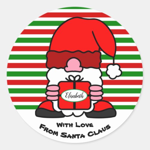 Funny Cute Santa Claus Custom From To Name X_Mas Classic Round Sticker