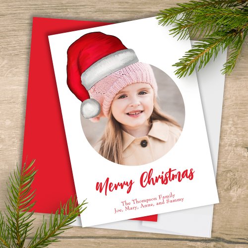 Funny Cute Santa Elf Funny Whimsical 1 Photo  Holiday Card