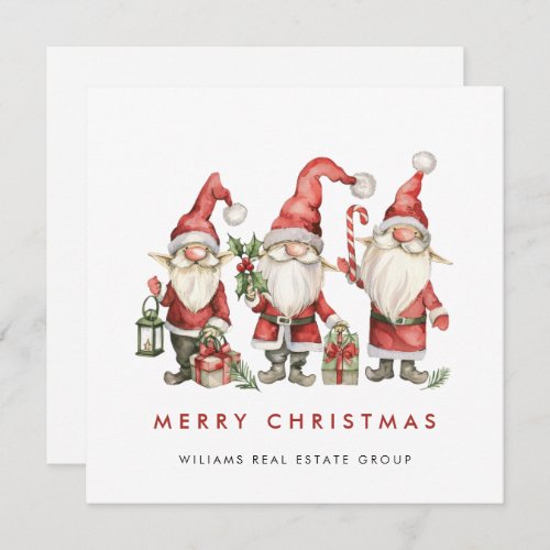 Funny Cute Santa Gnomes Christmas Corporate Holiday Card