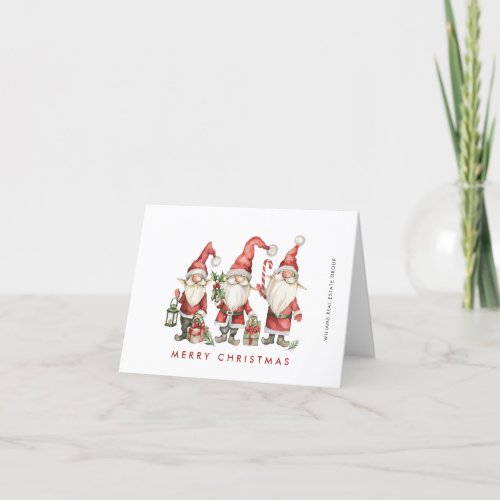 Funny Cute Santa Gnomes Christmas Corporate Holiday Card