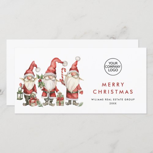Funny Cute Santa Gnomes Christmas Corporate Holiday Card