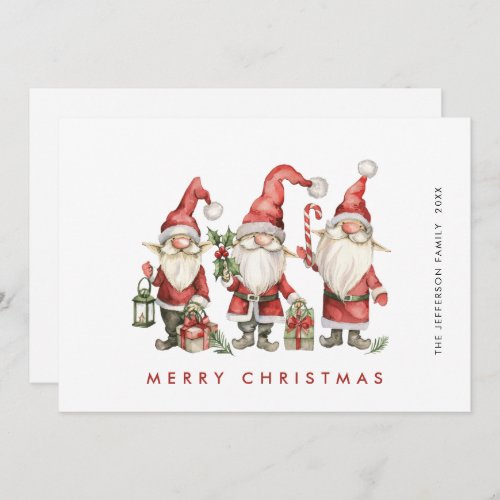 Funny Cute Santa Gnomes Christmas Holiday Card