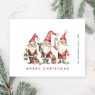 Funny Cute Santa Gnomes Christmas Holiday Postcard