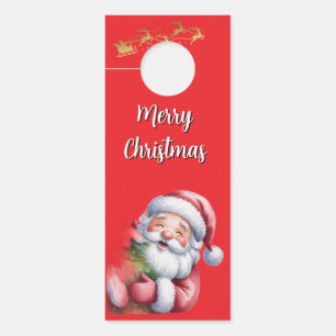 Funny Cute Santa & Typography Door Hanger