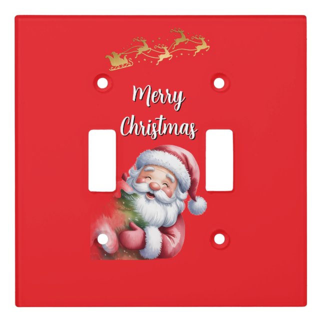 Funny Cute Santa & Typography Light Switch Cover (Front)