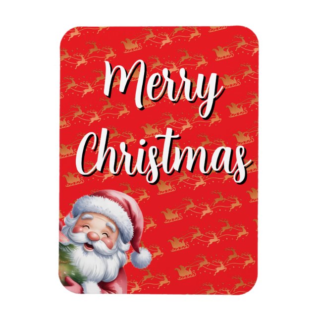 Funny Cute Santa & Typography Magnet (Vertical)
