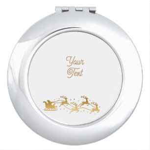 Funny Cute Santa with Tree and Typography Compact Mirror