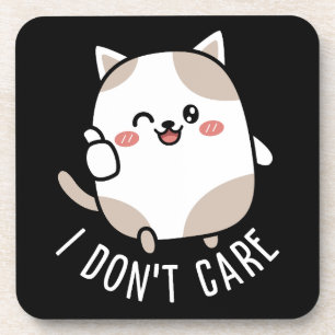 Funny Cute Sarcastic Cat Thumbs Up Quote Beverage Coaster
