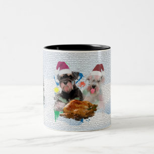 Funny Cute Schnauzer Dog Christmas Two-Tone Coffee Mug