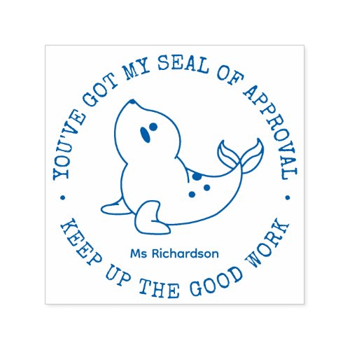 Funny Cute Seal of Approval Teacher Praise Self_inking Stamp