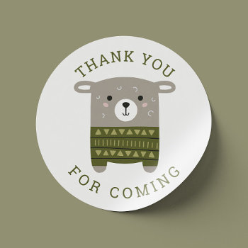 Funny Cute Sheep. Kids Zoo Farm Birthday Thank You Classic Round Sticker by RemioniArt at Zazzle