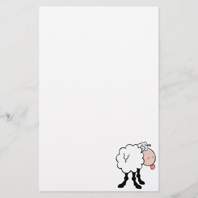 funny cute sheep sticking tongue out from behind stationery (Front)