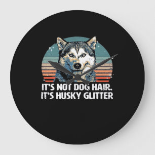 Funny & Cute Siberian Husky Dog Glitter Classic T- Large Clock